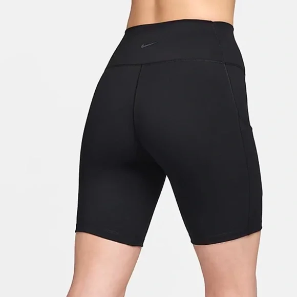 Nike Athletic High-Waisted Black 8" Biker Shorts with Pockets Women Size Large - Picture 4 of 9